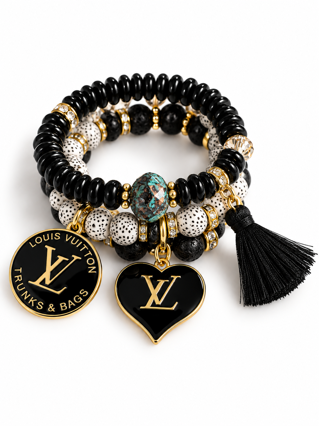 Black Beaded Bracelet #020