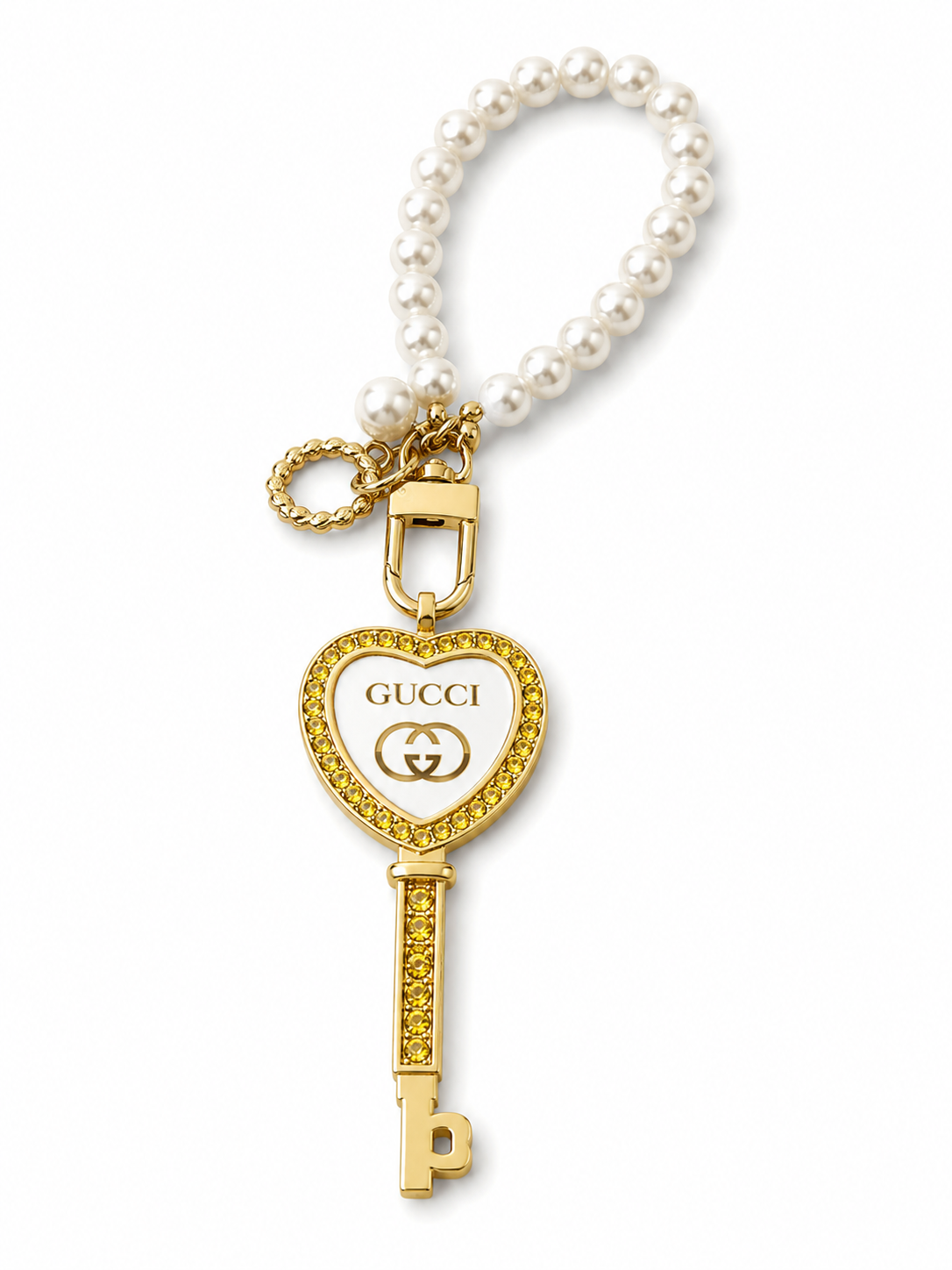 Luxury Gold Keychain With Pearl Bracelet
