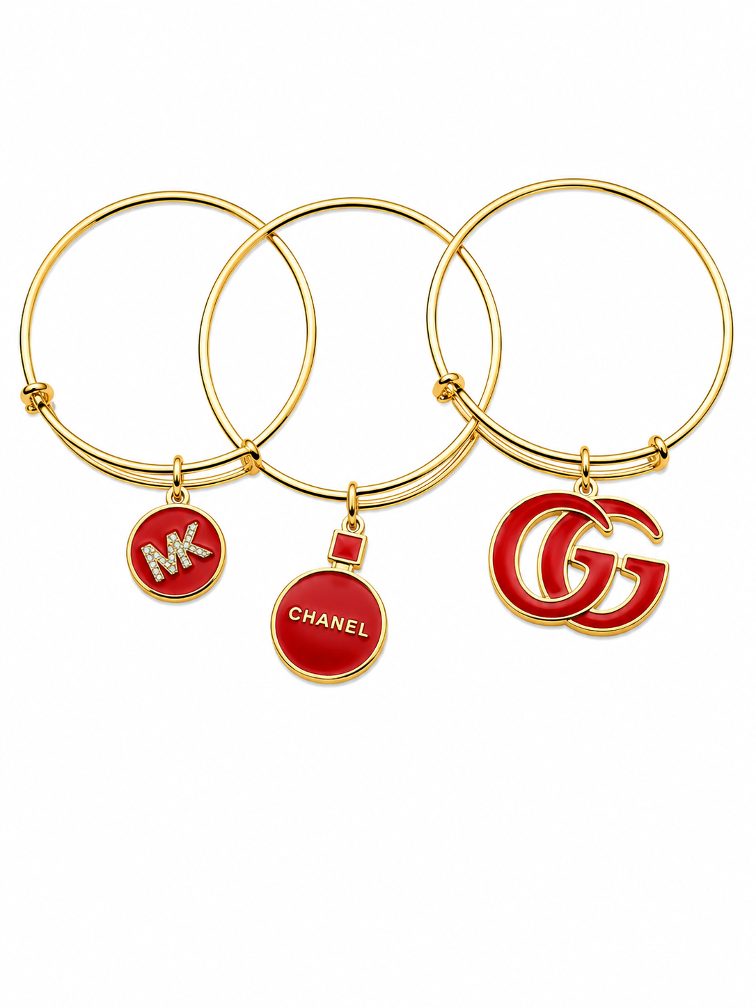 Gold Bangles with Red Charms