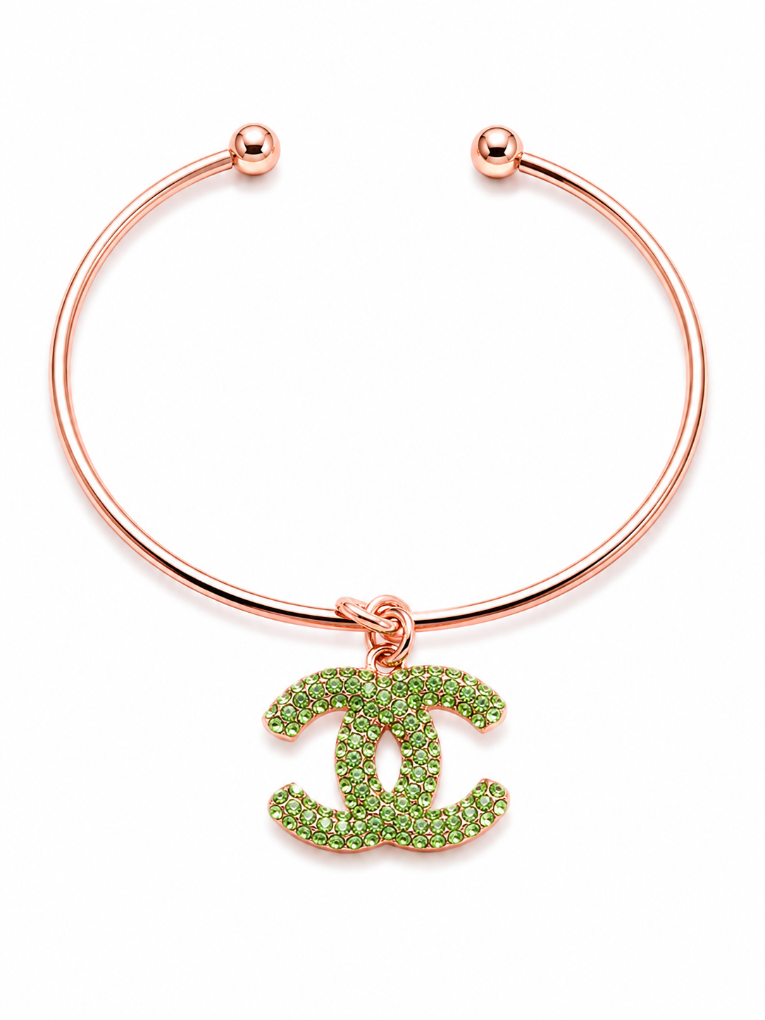 Rose Gold Bangle with Designer Inspired Charm