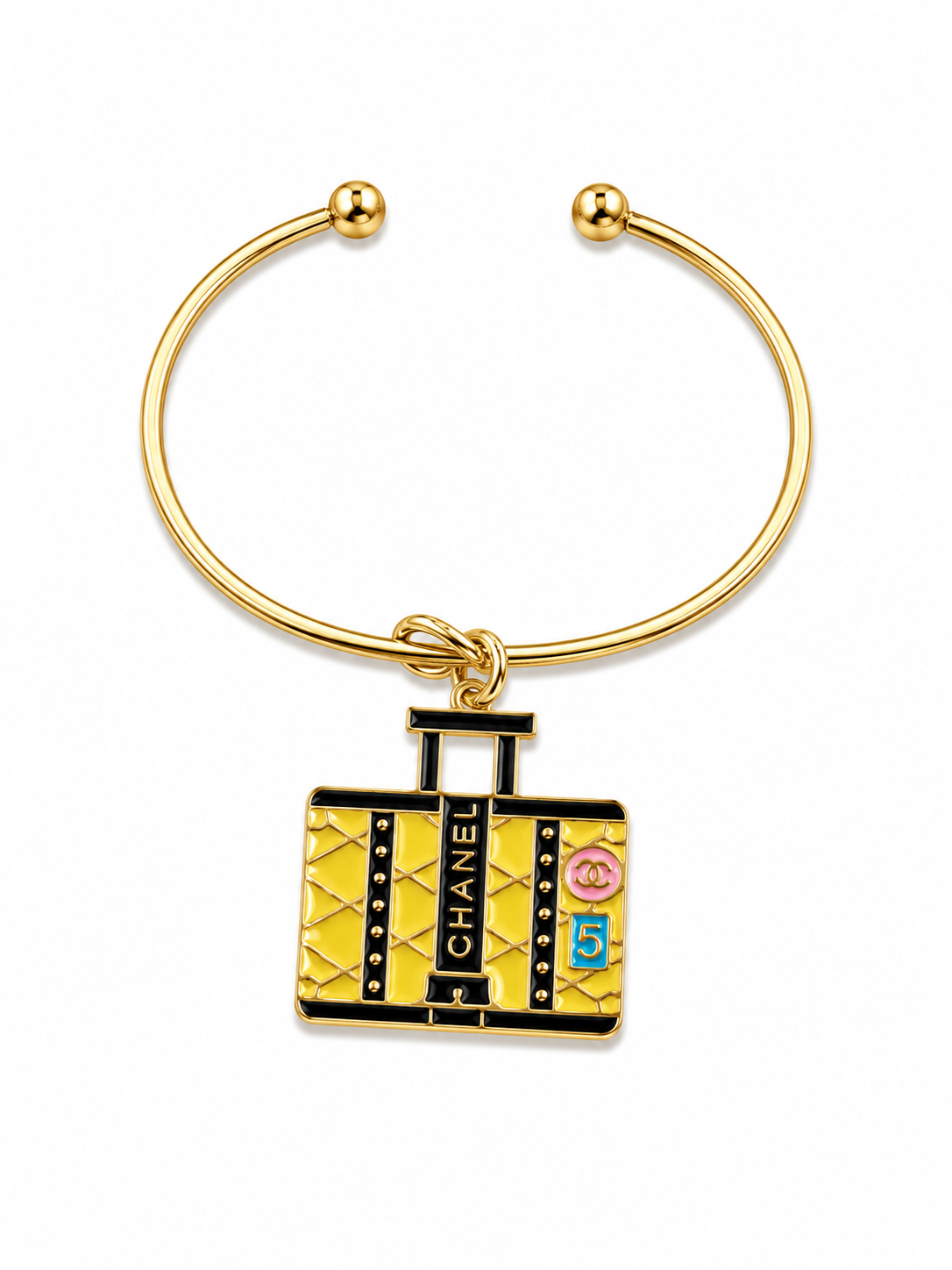 Rose Gold Bangle with Designer Inspired Charm