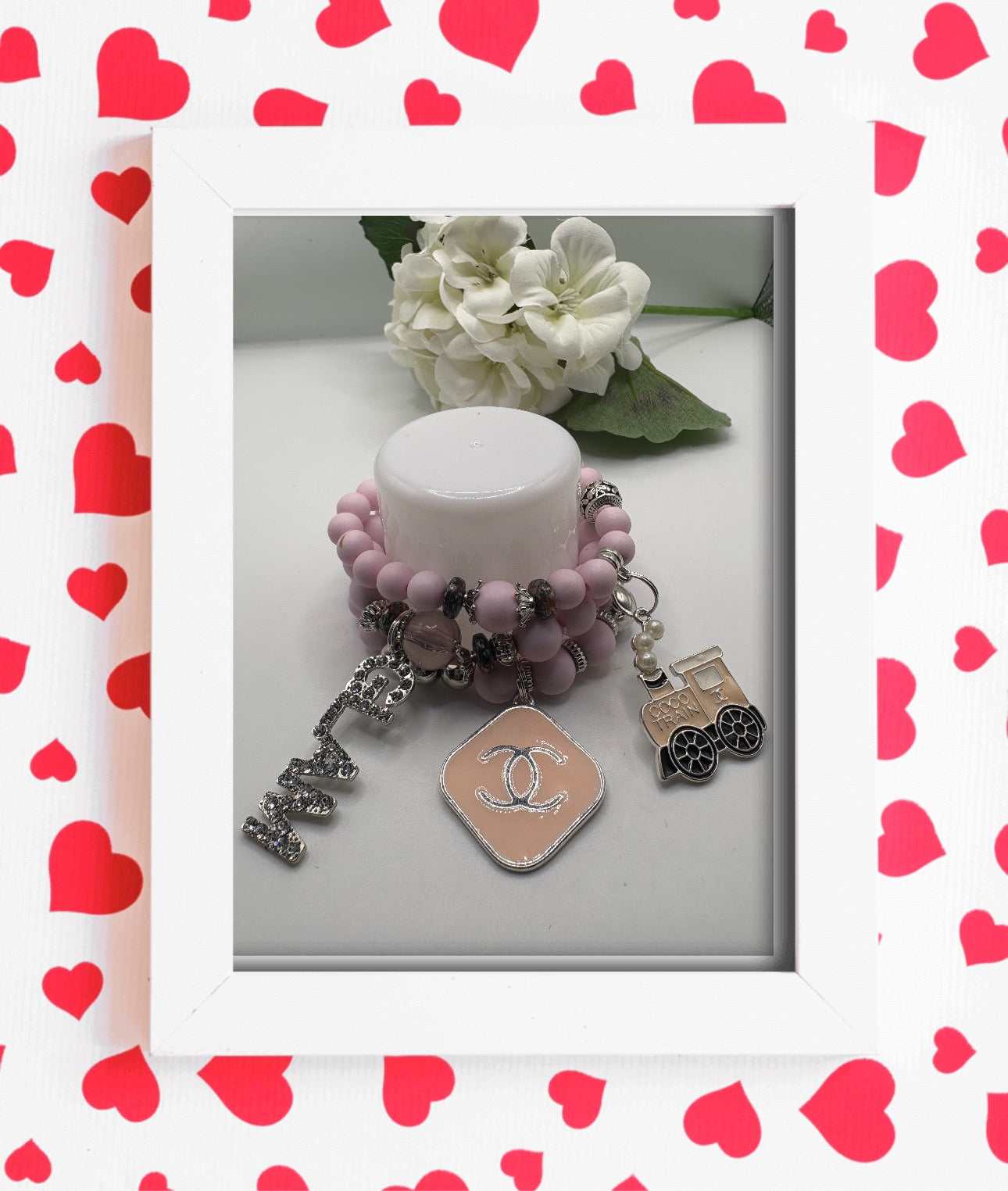 Beaded Bracelet with Designer Inspired Charm