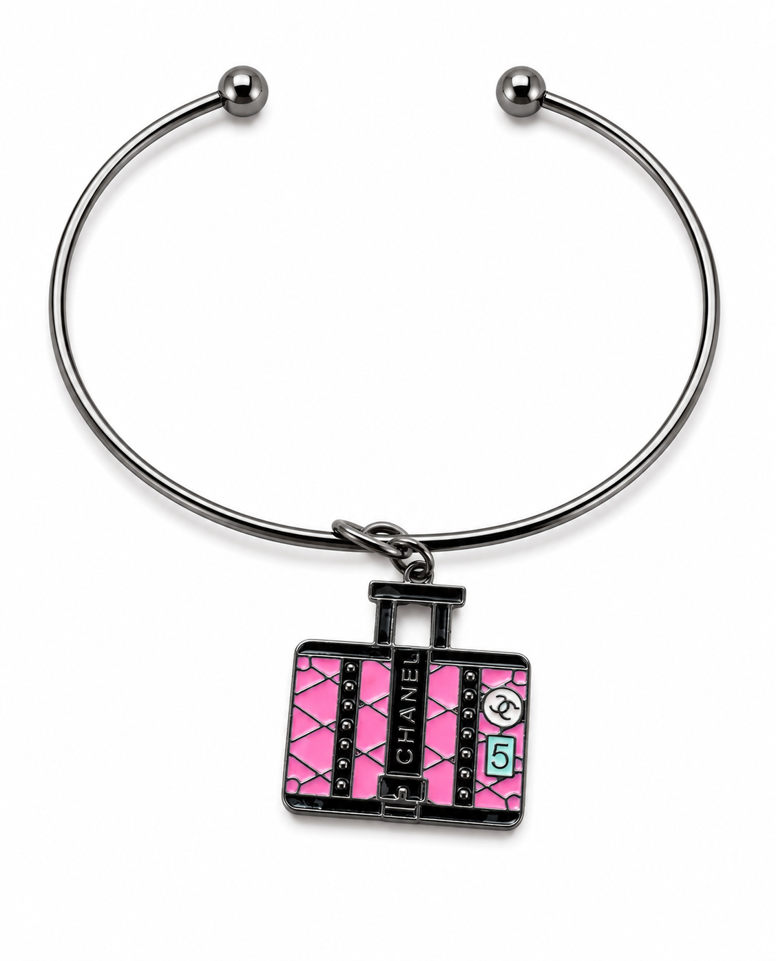 Gun Metal Bangle with Designer Inspired Charm #038