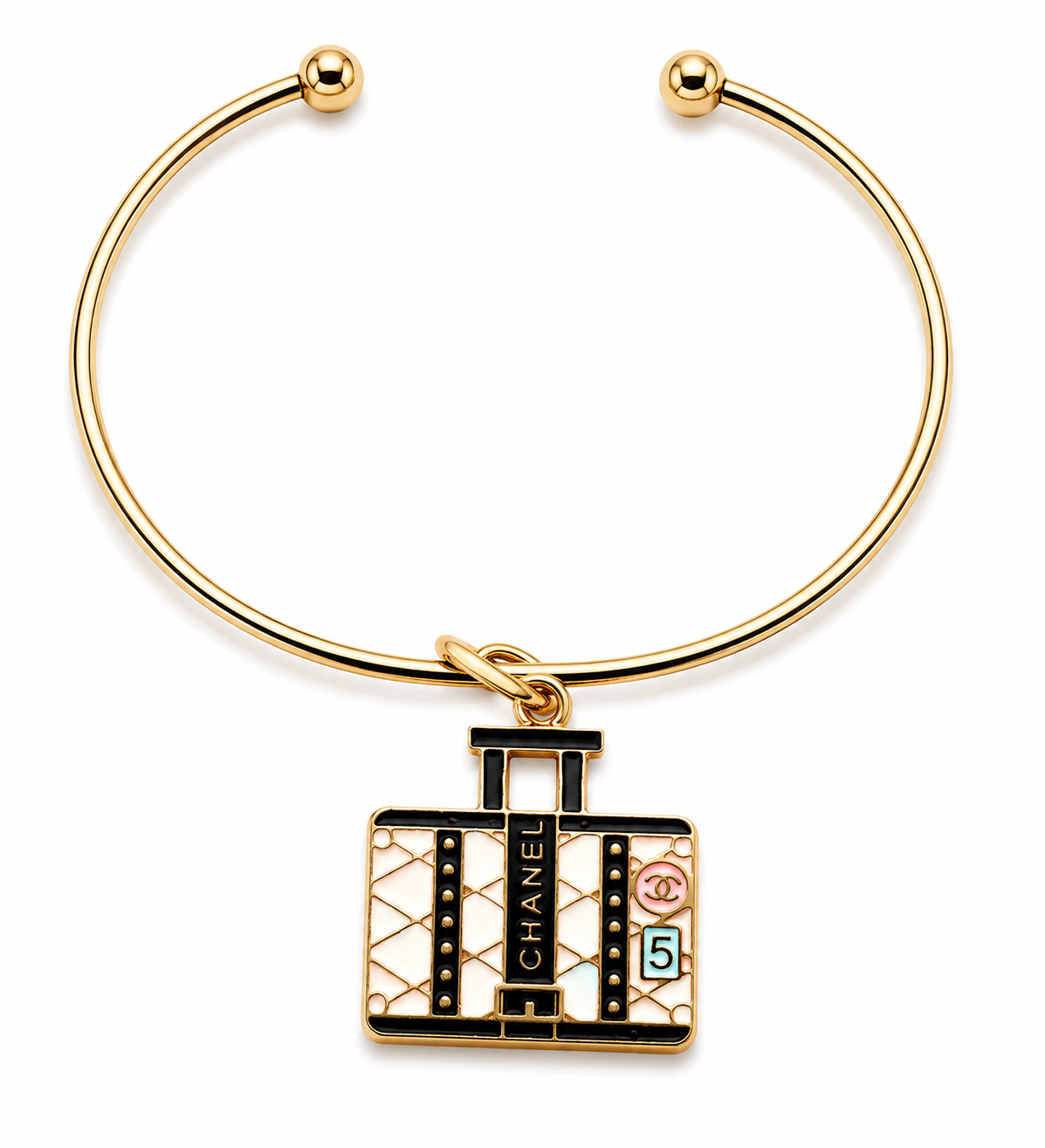 Rose Gold Bangle with Designer Inspired Charm