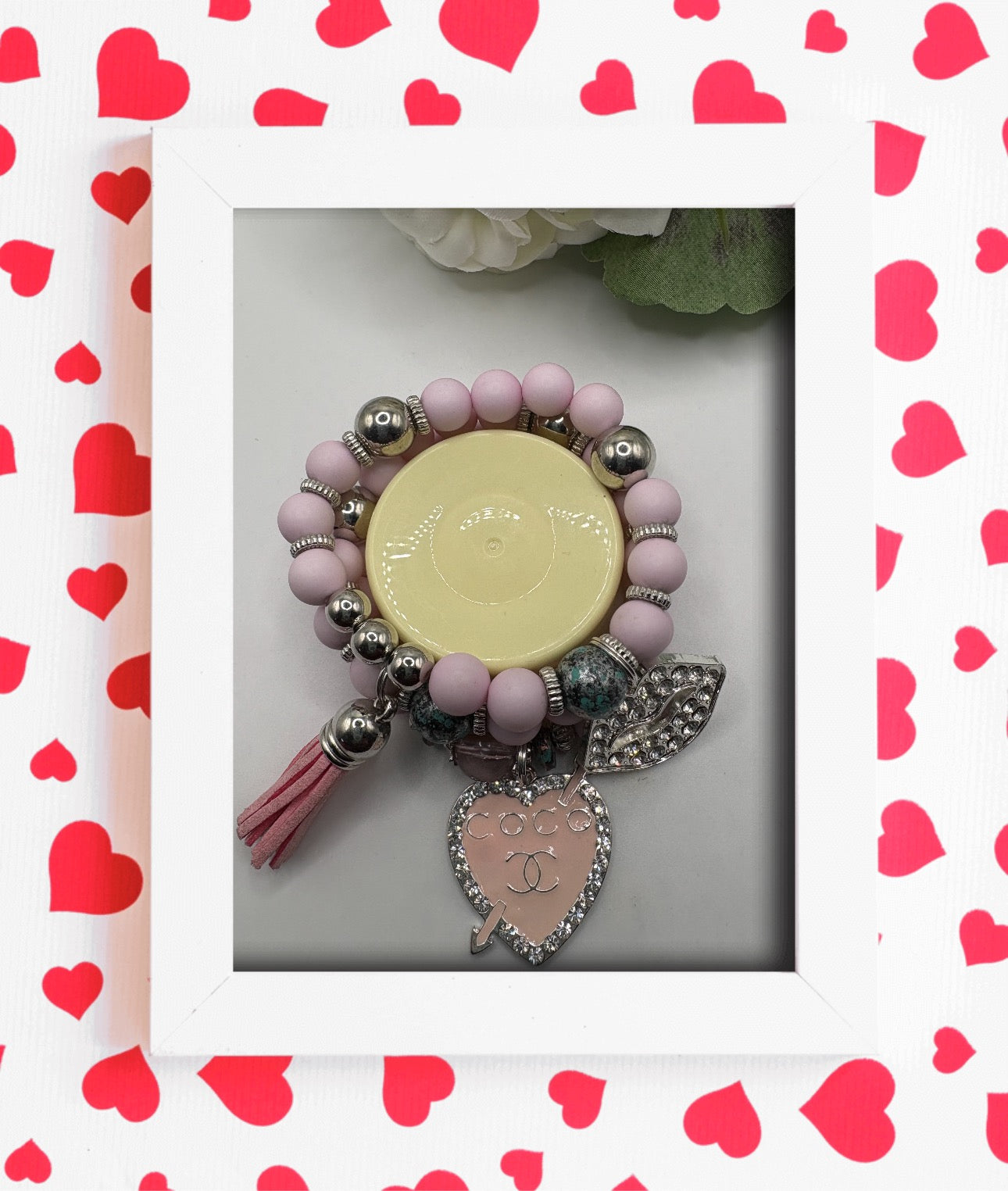 Beaded Bracelet with Designer Inspired Charm