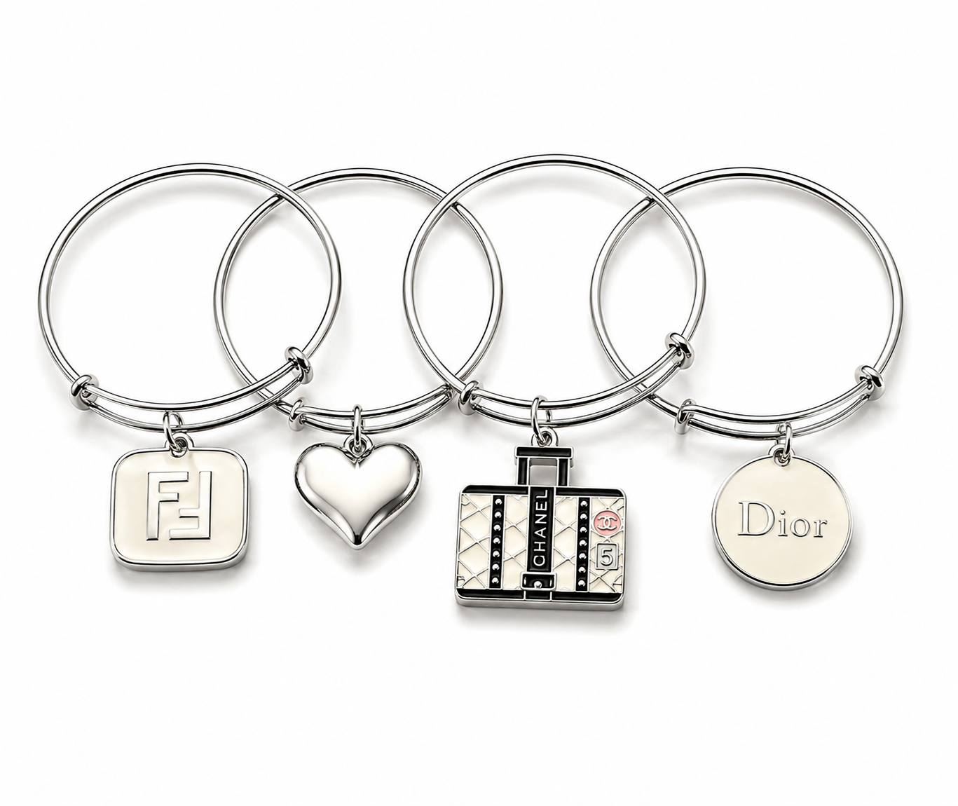 Silver Adjustable Bangles with Charms