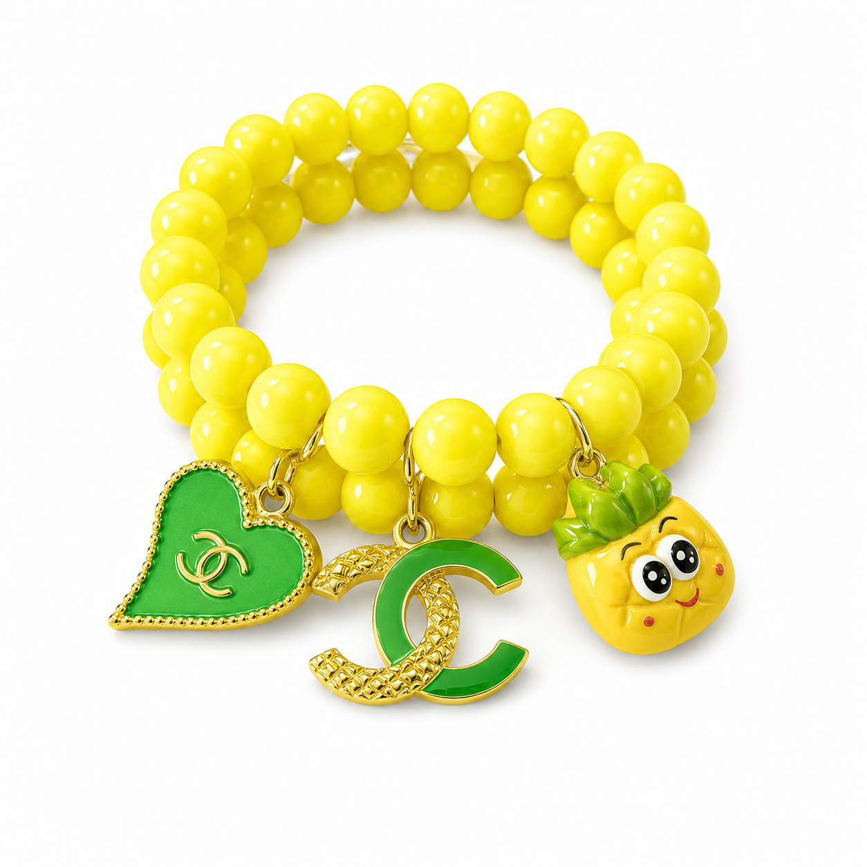 Kids Yellow Beaded Charm Bracelet