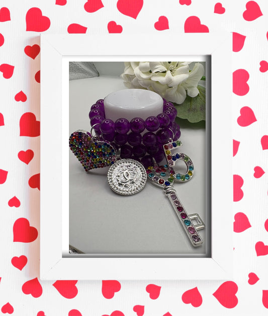 Beaded Bracelet with Designer Inspired Charm