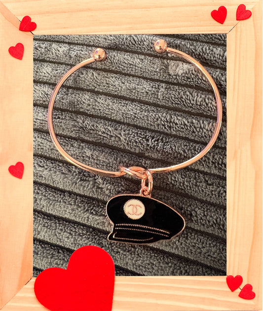 Rose Gold Bangle with Designer Inspired Charm