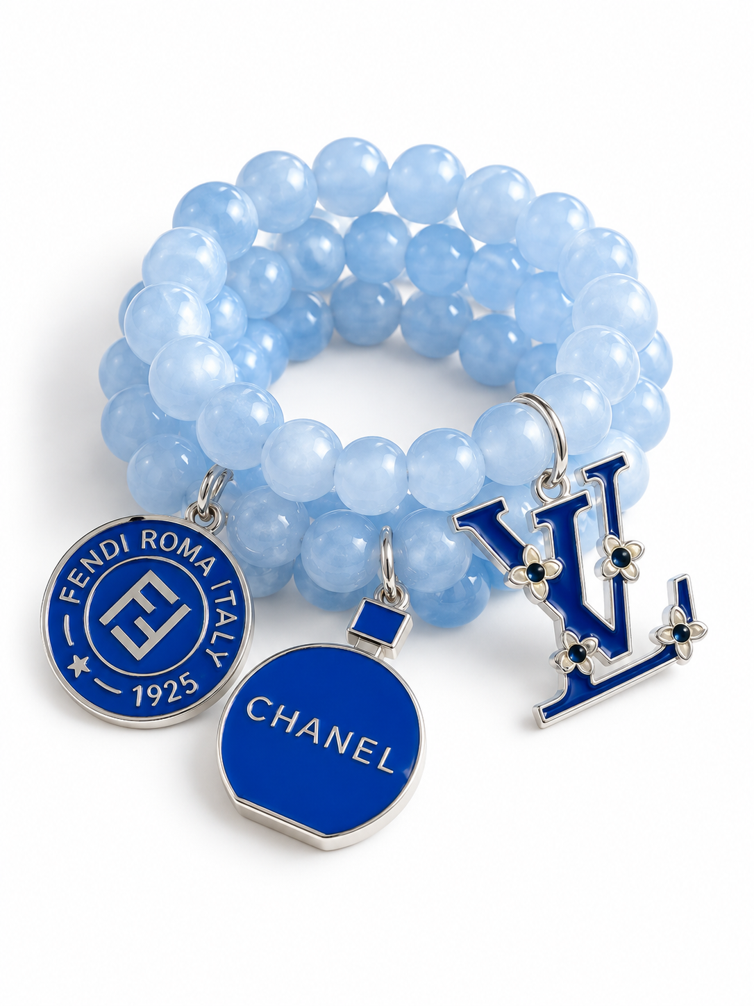 Blue Beaded Bracelet with Charms #009