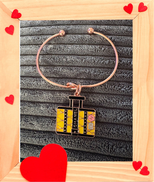 Rose Gold Bangle with Designer Inspired Charm