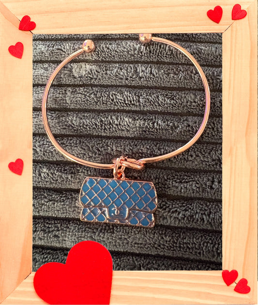 Rose Gold Bangle with Designer Inspired Charm