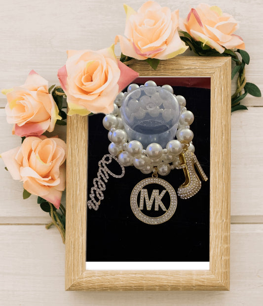 Beaded Charm Bracelet with Designer Inspired Charm