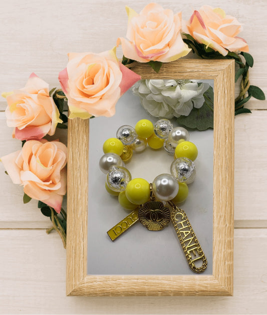 Beaded Bracelet with Designer Inspired Charm