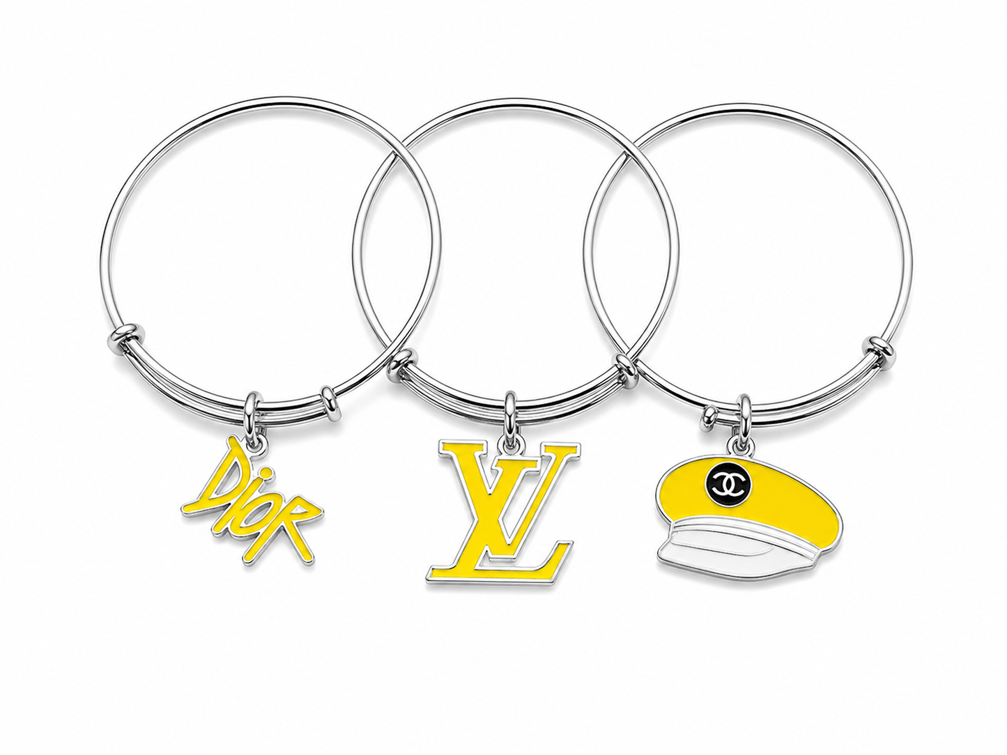 Silver Bangles with Yellow Charms