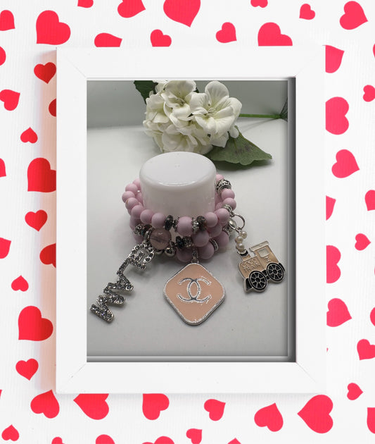 Beaded Bracelet with Designer Inspired Charm
