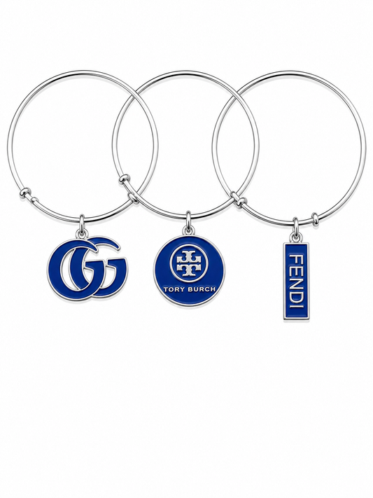 Silver Bangles with Blue Charms