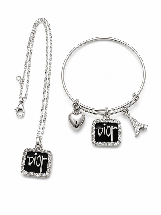 Kids Silver Bangle & Necklace with Designer Inspired Charms