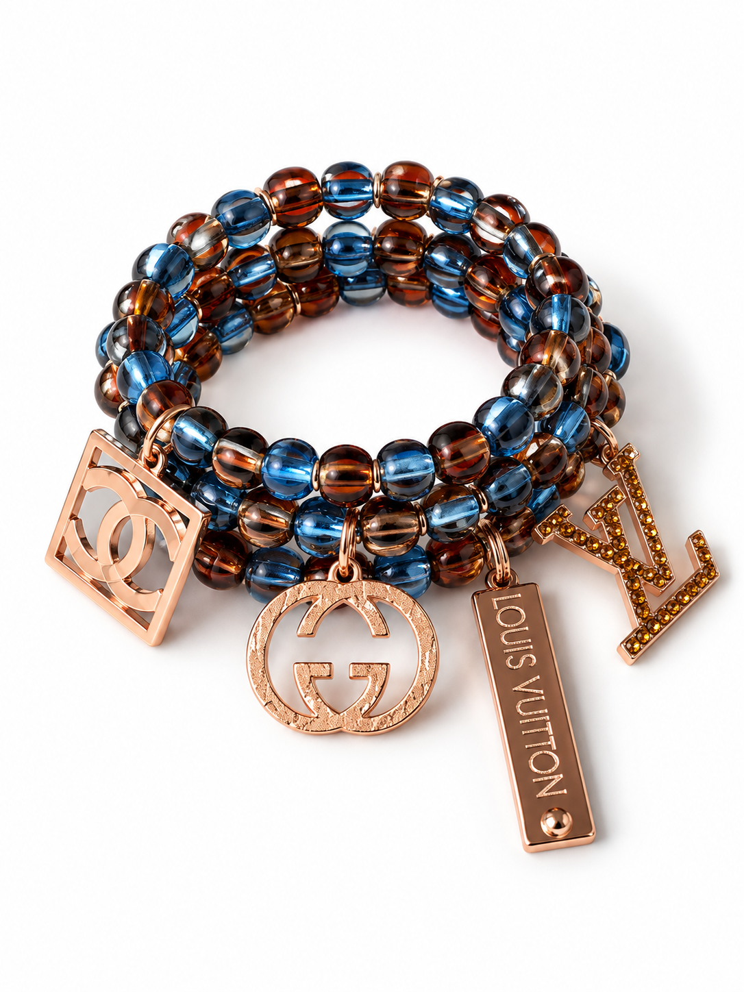 Multi Color Beaded Bracelet with Charms #51