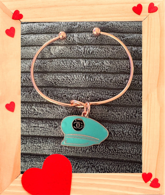 Rose Gold Bangle with Designer Inspired Charm