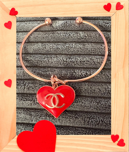 Rose Gold Bangle with Designer Inspired Charm