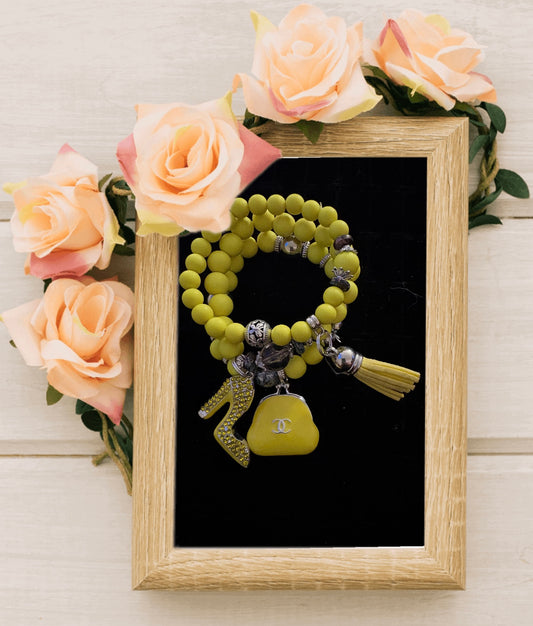Beaded Bracelet with Designer Inspired Charm