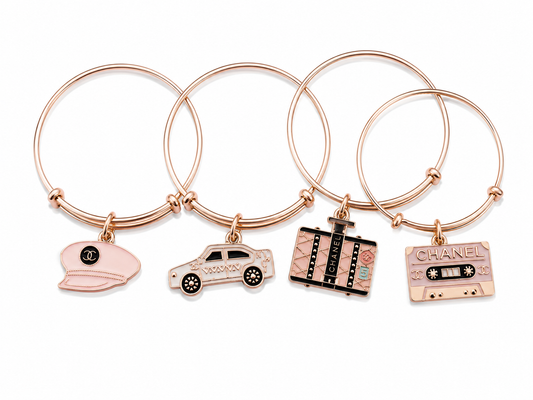 Rose Gold Bangle with Charms