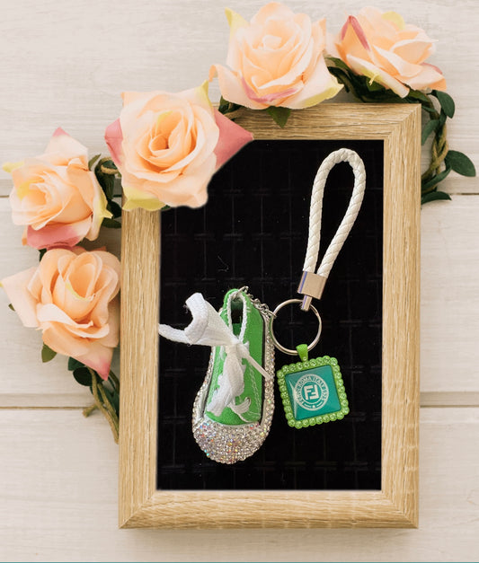 Green keychain with Designer Inspired Charm #6