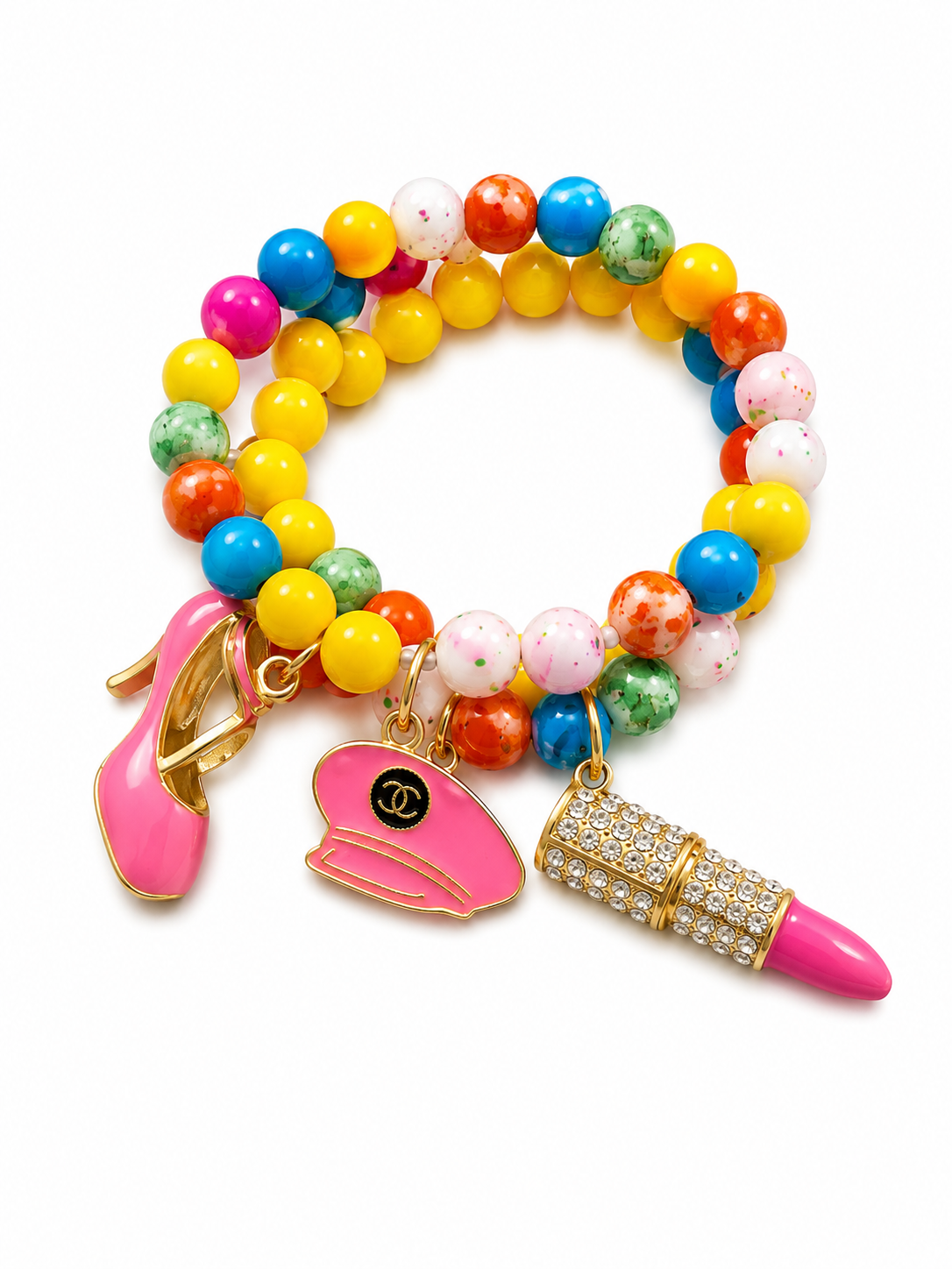Colorful Beaded Bracelet with Designer Inspired Charms