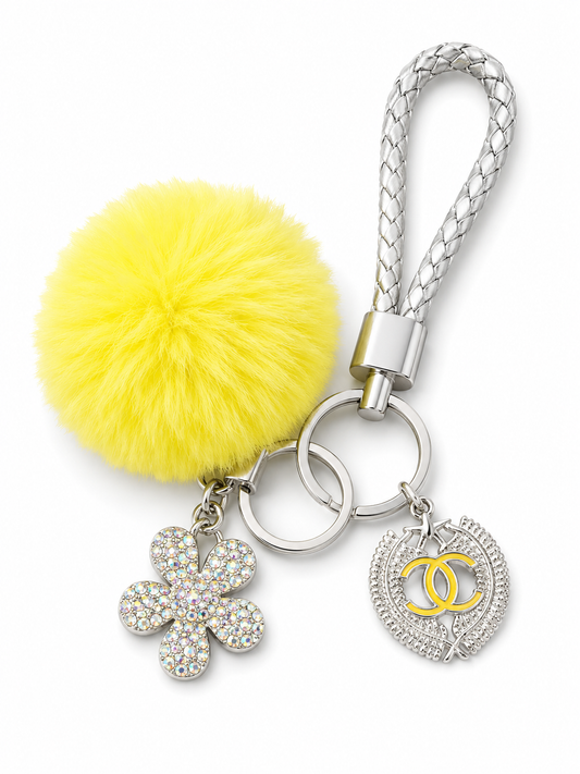 Elegant Silver Keychain With Charms ￼