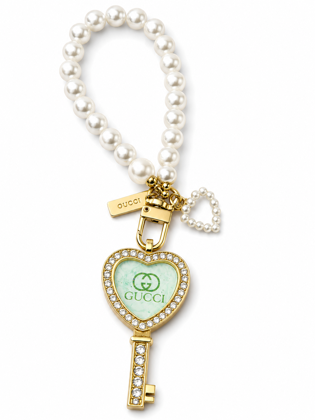 Elegant Pearl and Gold Keychain
