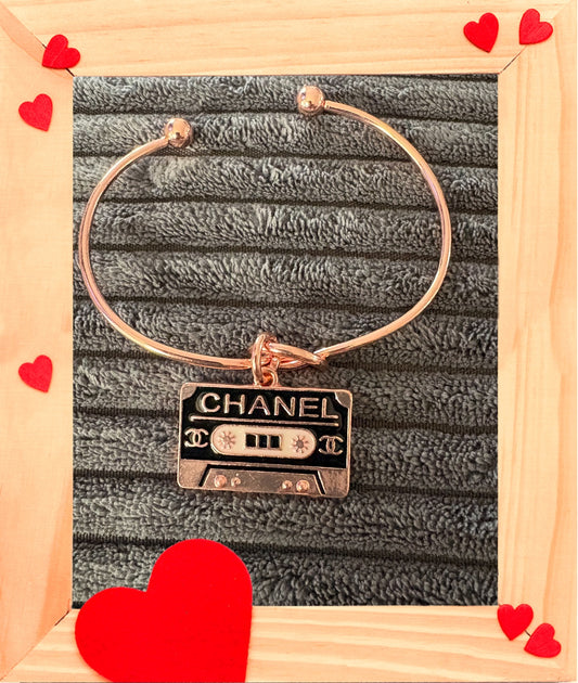 Rose Gold Bangle with Designer Inspired Charm