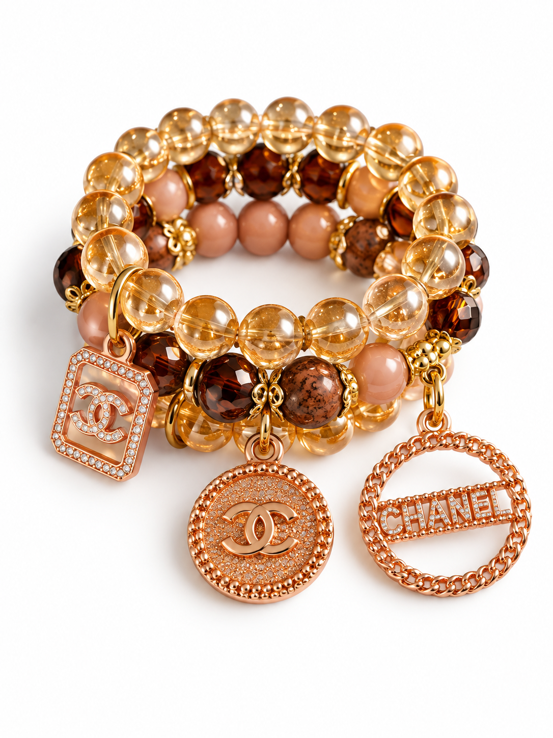 Beaded Bracelet with Charms #017