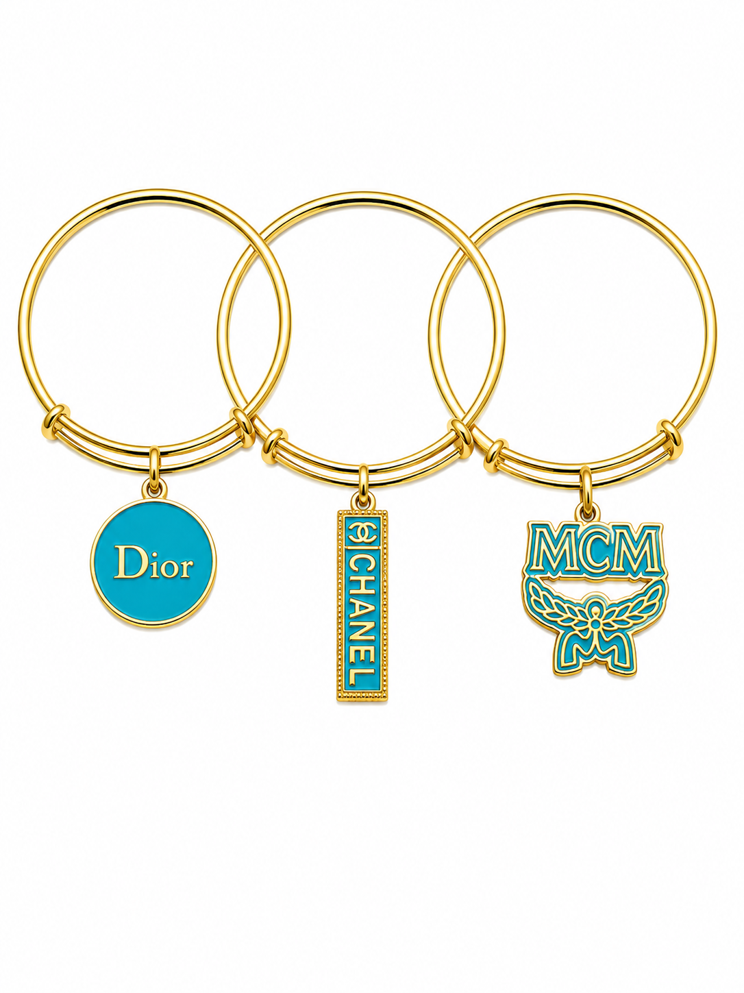 Gold Bangles with Designer Charms #064
