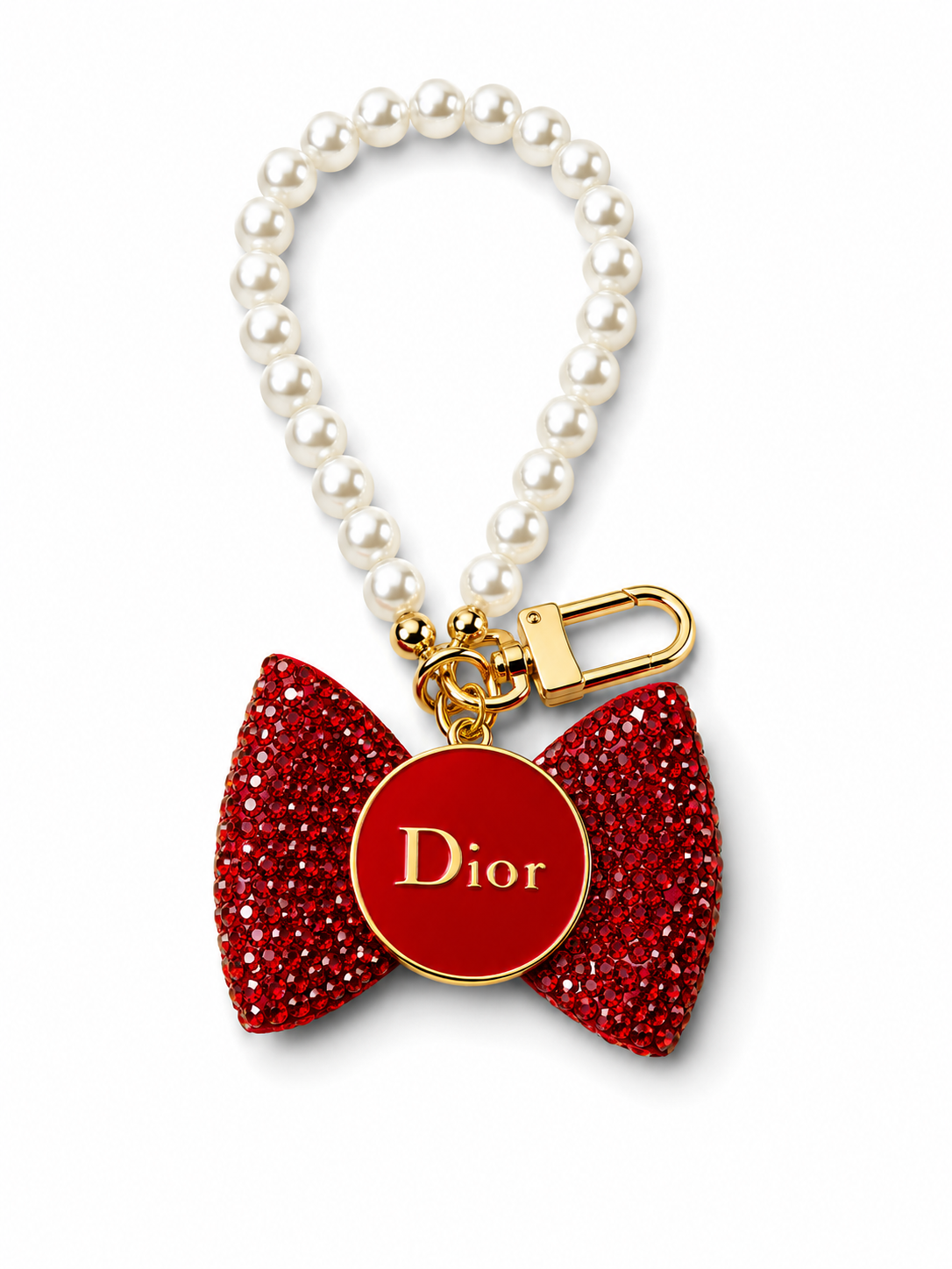 Luxury Dior Keychain with Pearls