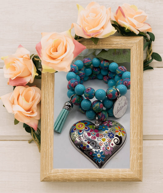 Beaded Bracelet with Designer Inspired Charm