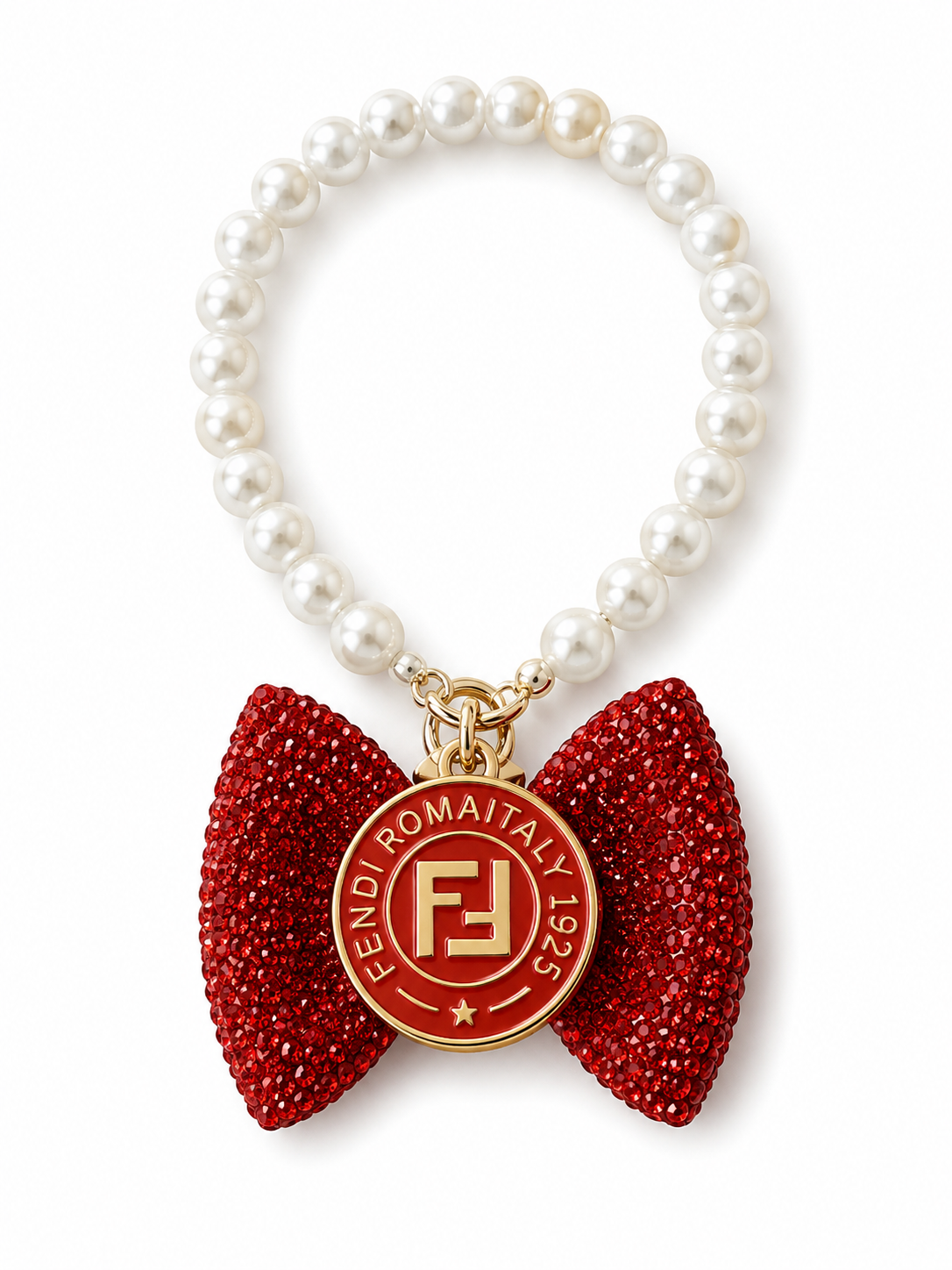 Elegant Beaded Bracelet Keychain with Fendi Charm ￼