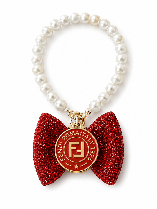 Elegant Beaded Bracelet Keychain with Fendi Charm ￼