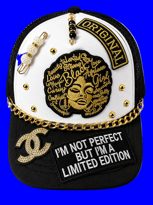 Black and Gold Embellished Fashion Cap