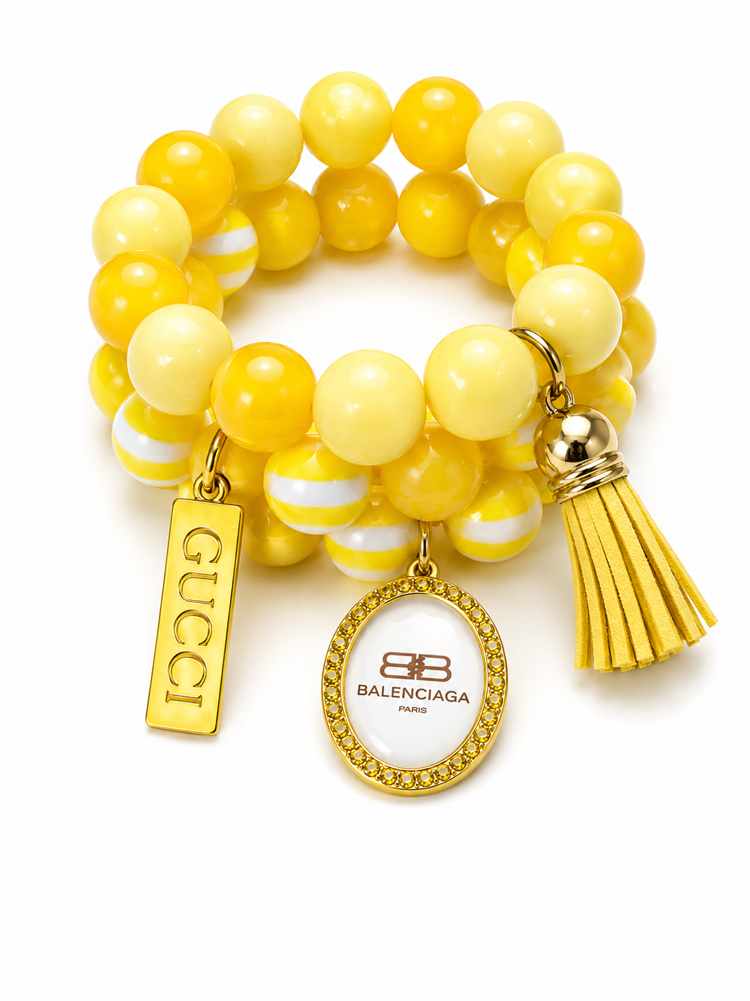 Yellow Beaded Charm Bracelet