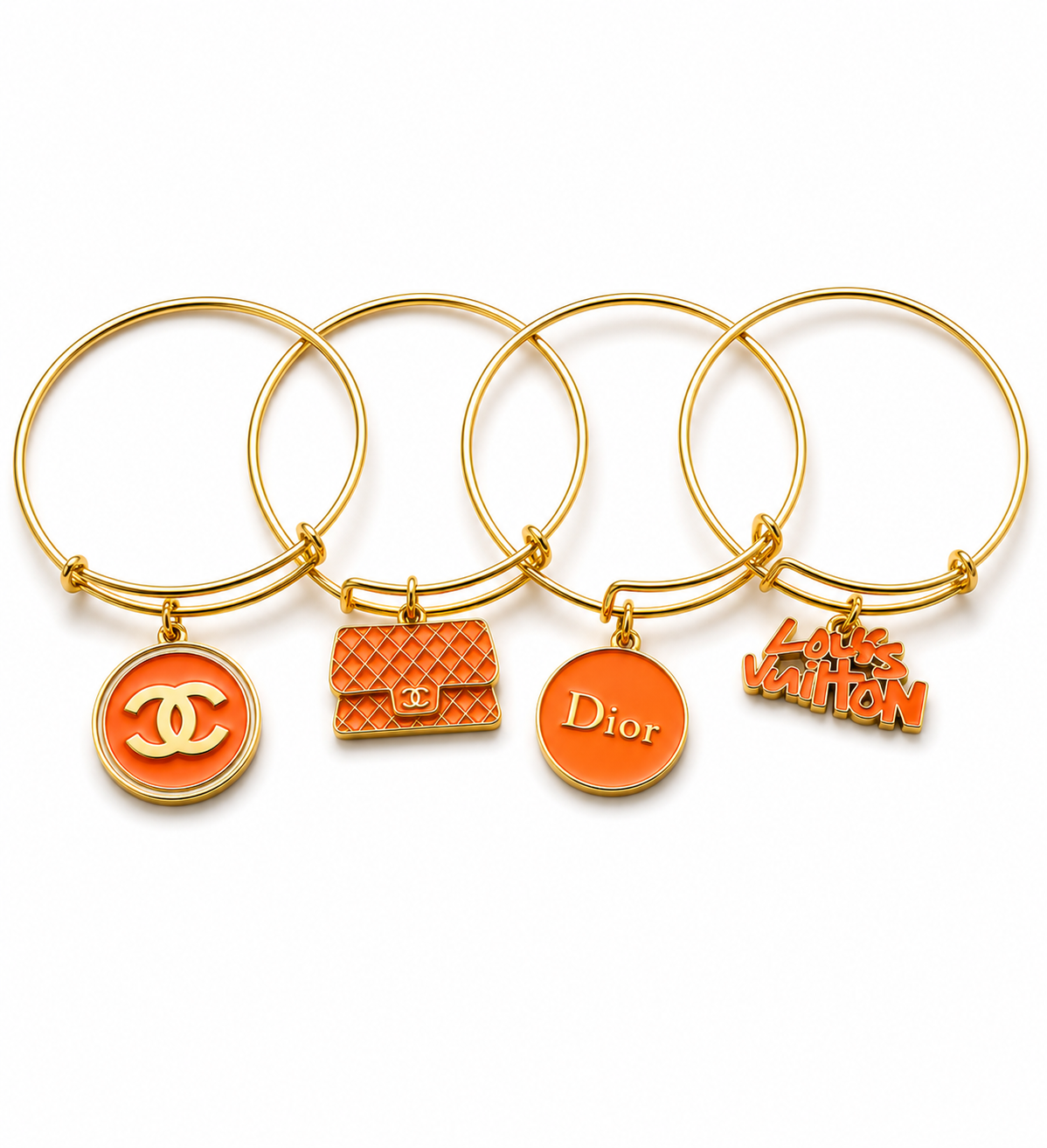 Gold Adjustable Bangles with Charms