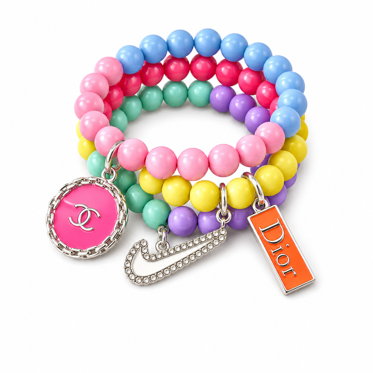 Kids Colorful Beaded Charm Bracelet