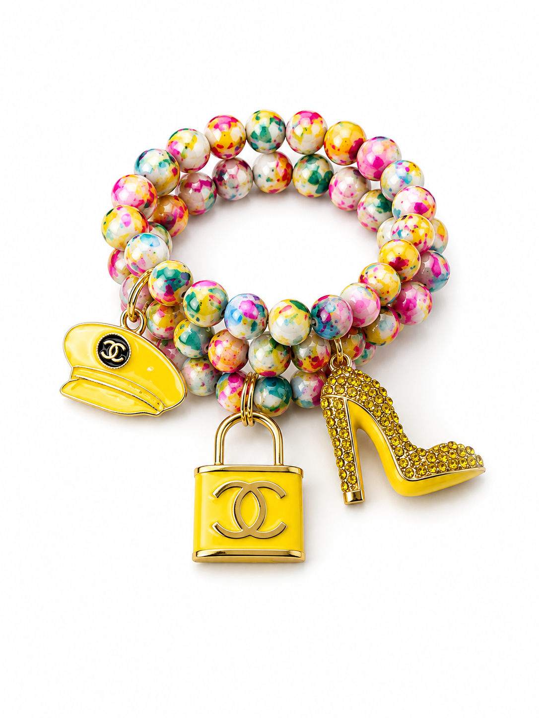 Colorful Beaded Charm Bracelet